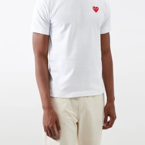 COMME DES GARCONS CDG PLAY RED HEART EYE LOGO WHITE T-SHIRT - Picture 5 of 7